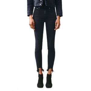 Agolde Sophie High Rise Skinny Jean Black Raw Hem Size 27